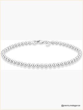 925 Sterling Silver 3mm Bead Ball Strand Chain Bracelet Handmade Italy